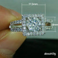 Silver Tone Square Clear Stone Split Shank Ring Jewelry view 5