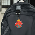 Red Octopus Keychain With Patterned Round Charm And Metal Ring view 3
