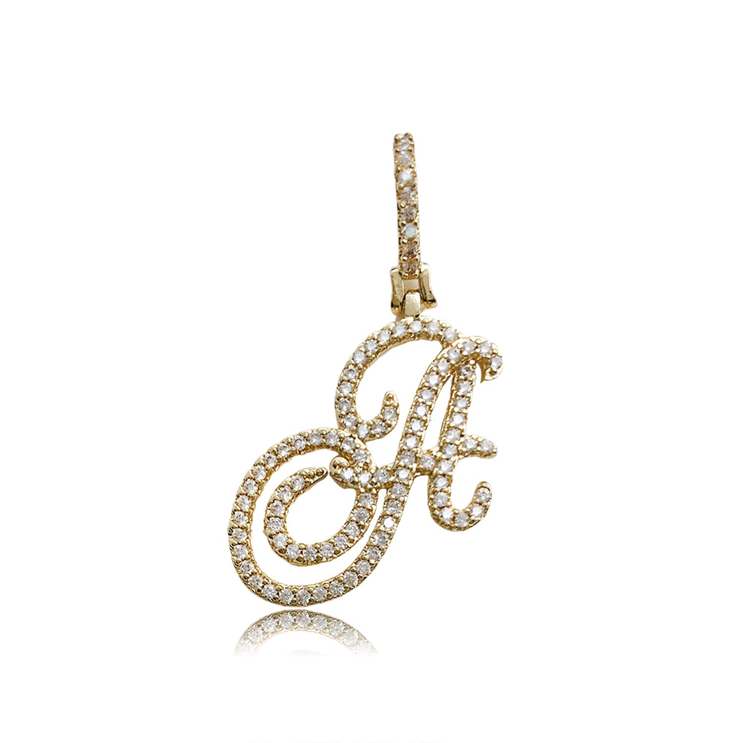 KC Gold Zinc Alloy Rhinestone English Letter charm pendant for DIY hip hop necklace
