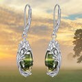 White Gold Tone Green Marquise Openwork Leaf Leverback Earrings view 2