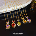 Gold Oval Crystal Stud Bracelet Necklace Set 16 Styles view 3