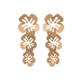 Gold and Silver Triple Open Flower Long Dangle Earrings view 7