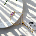 Gold Geometric Purple Dried Flower Bracelets 7 Shapes view 6