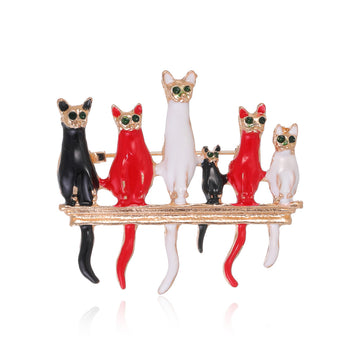 Cat Enamel Metal Brooch Pin for Jackets and Lapels