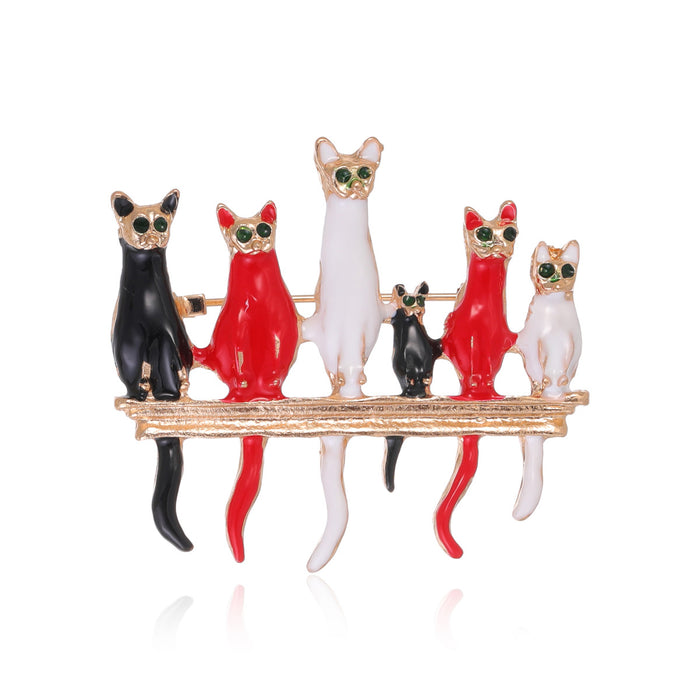 Cat Enamel Metal Brooch Pin for Jackets and Lapels