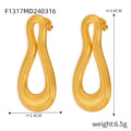 Gold Geometric Textured Cross Hatch Loop Hoop Earrings view 8
