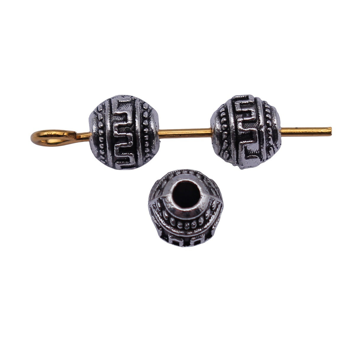 5.9x5.6x5.3mm 0.45g Antique Silver Zinc Alloy Vintage Texture Spacer Beads for DIY Bracelet Making