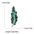 Long Crystal Leaf Brooch in Purple and Green Colorways view 7