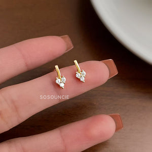 Gold-Tone Huggie Earrings with a Three-Stone Cubic Zirconia Drop