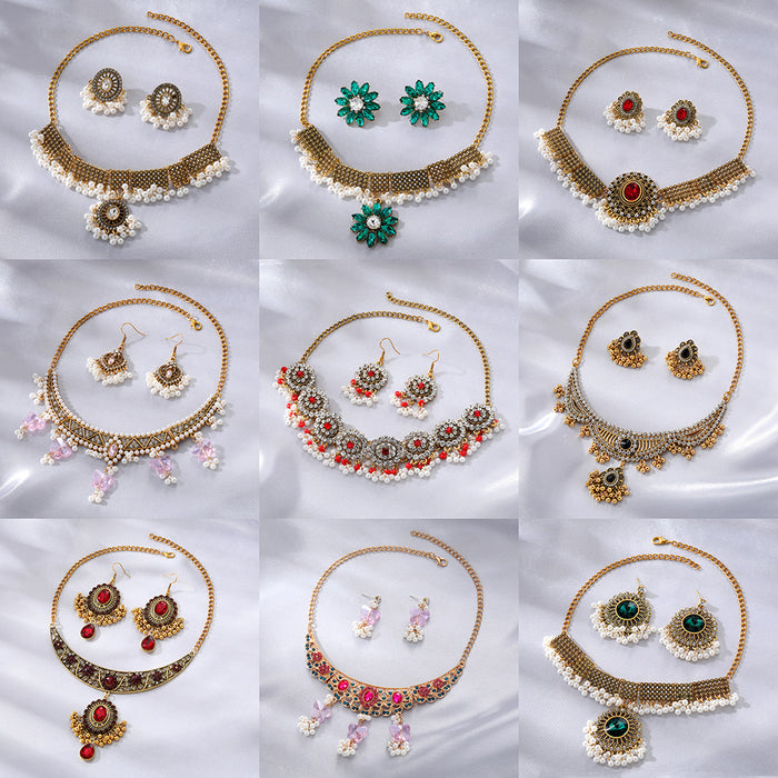 Gold Tone Ornate Necklace and Earring Sets in Ten Designs