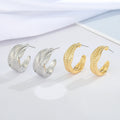 Textured C-Shaped Open Hoop Earrings in Gold or Silver Tone view 5