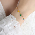Gold Multicolor Zircon Charm Station Necklace and Bracelet view 4