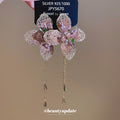Pink Wire Mesh Flower Chain Drop Earrings Jewelry Accessory view 1