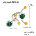 Abstract Dual Stone Open Rings Stainless Steel Gold Two-Tone view 11