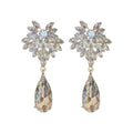Crystal Floral Teardrop Dangle Stud Earrings With Decorative Metal Accents view 5