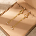 Gold Gourd Floral Extra Long Chain Dangle Earrings view 2