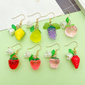 Resin Fruit Charm Dangle Earrings with Lily Flower Bead view 3