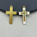 Enamel Cross Charm Pendant Rhinestone Gold-Tone Two Colors view 4