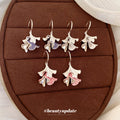 Pastel Folded Leaf Drop Hook Earrings in Three Soft Colors view 4