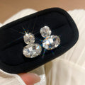 Oval Crystal Cluster Stud Earrings in Two Styles With Silver-Tone Settings view 7