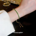 Green Crystal Or Silver Cluster Adjustable Slider Bracelet view 2
