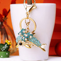 Jeweled Bow Dolphin Keychains in Pink and Blue with Bare Wrist Loops view 5