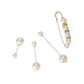Gold Tone White Faux Pearl Pin Brooch Set Four Pieces view 5