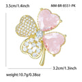 Gold Four Leaf Clover Brooch Heart Crystal Gem Leaves view 5