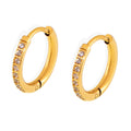 Gold Silver Zircon Paved Mini Huggie Hoop Earrings Pair view 5