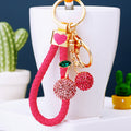 Twin Cherry Keychains in Five Colors with Braided and Fortune Loops view 2