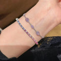 Silver Mesh Lavender Purple Crystal Oval Link Bracelet view 4