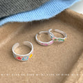 Silver Tone Color Painted Cartoon Open Adjustable Rings In Three Styles view 2