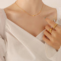 Mini Heart Station Necklace Delicate Fine Chain Gold Rose Steel view 4