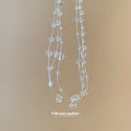 Triple Strand Clear Glass Bubble Bead Necklace Layered view 4