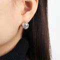 Polished Ball Stud Earrings Evil Eye Motif Gold and Steel view 6