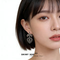 Silver-Tone Bow Heart Cross Openwork Drop Stud Earrings view 2