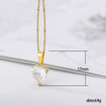 Heart Clear CZ Pendant Necklace Gold Silver Tone Metal Chain view 4