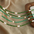 Green Faceted Bead Necklaces White Tube Or Pearl Accents view 2