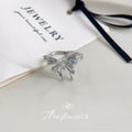 Silver Open Butterfly Ring Liquid Metal Multicolor Accents view 4
