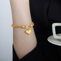Gold Twisted Rope Chain Bracelet Heart Charm Circle Clasp view 6