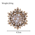 Gold Tone Silver Tone Sunflower Crystal Pearl Look Metal Brooch Pin view 2