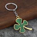 Green Glitter Four-Leaf Clover Metal Keychain, Four Styles view 7