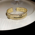 Gold Silver Mesh Scale Open Cuff Bracelets Crystal Edges view 7