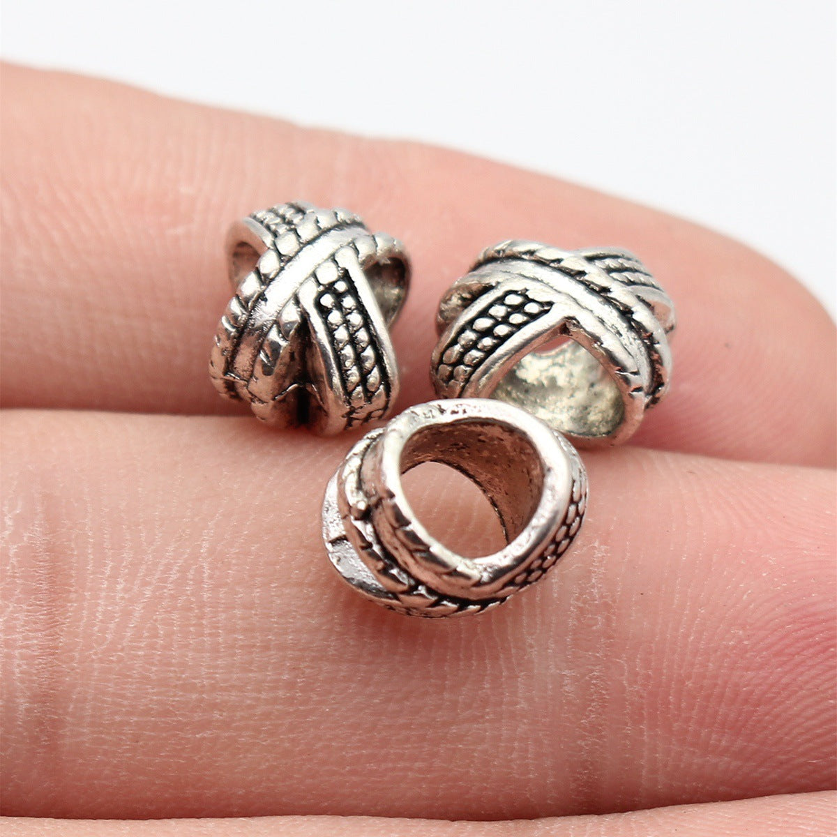 11x9x8.6mm 1.5g Multicolor Zinc Alloy X Shape Textured Large Hole Beads for Dreadlock Jewelry Making