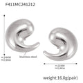 Polished Swirl Teardrop Stud Earrings Gold Steel Multi Sizes view 10