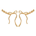 Bow Outline Drop Hook Earrings In Gold And Silver With Decorative Metal Details view 5