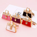 Jeweled Leather Handbag Keychains in Five Colors with Braided and Plain Loops view 2