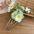 Fabric Plumeria Flower Hair Fork Comb Pins Seven Colors view 9