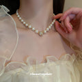 Graduated Pearl Necklace Gold Crystal Ball Center Single Layer view 3