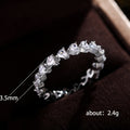 Silver Tone Heart Crystal Eternity Band Ring Sizes 6-10 view 5